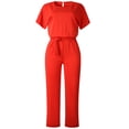 thumbnail image 7 of Short Sleeve Playsuit for Women Plus Size Wrap Drawstring Tie Jumpsuit Long Pants Romper Casual Trousers Evening Party Clubwear, 7 of 7