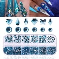 thumbnail image 1 of (Azul) 12 piedras de cristal para decoración de uñas, decoración de uñas, decoración de uñas con diamantes de imitación, tamaños mixtos, decoración de uñas con diamantes, cristales coloridos brillantes en caja JM, 1 of 4