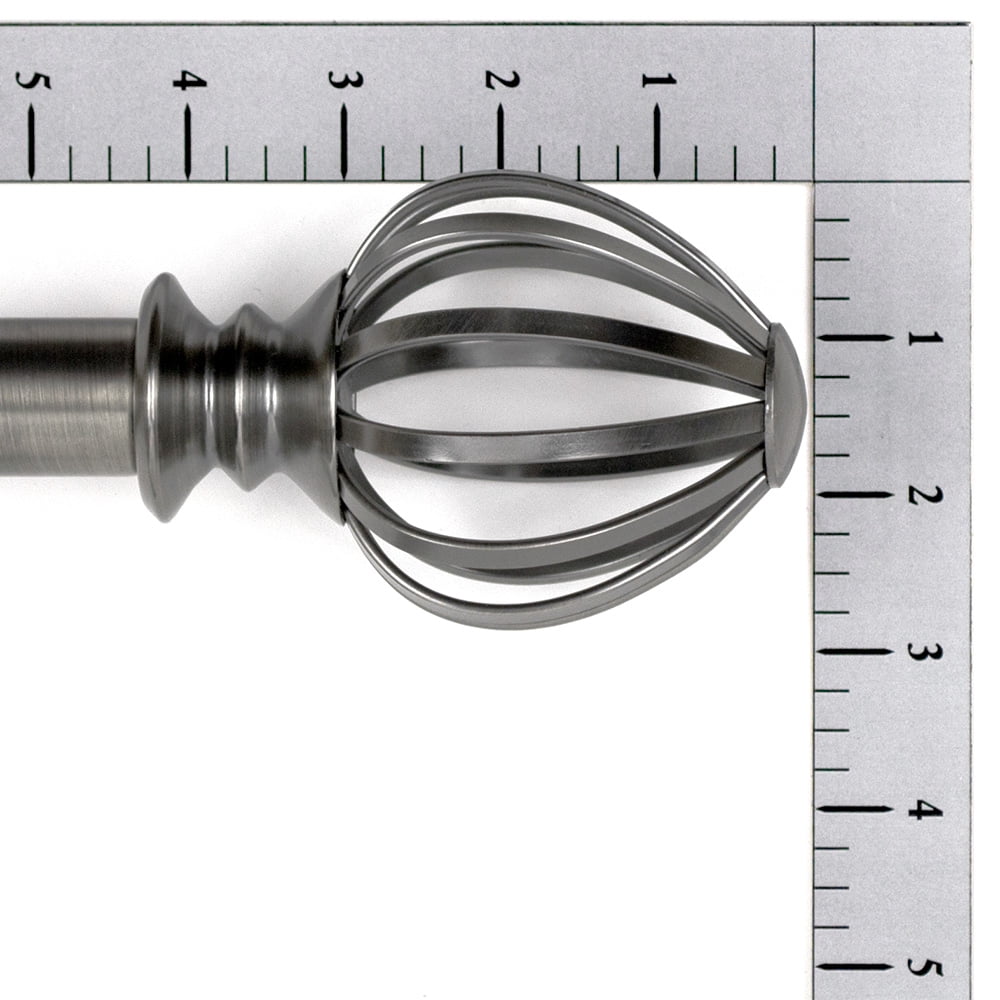 Lumino 1" and 5/8" Plated Pewter Regis Cage Adjustable Double Curtain Rod Set, 42"-120"