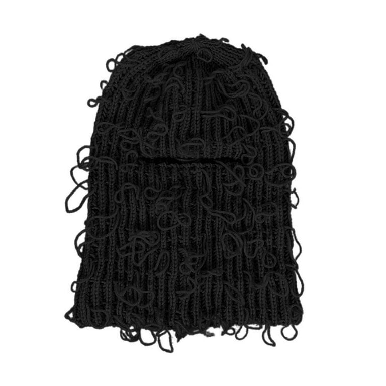 Distressed Balaclava Knitted Full Men Warmer Face Style Women Cap for G8Y9 Neck Mask Ski Windproof Hip-Hop Beanie Winter