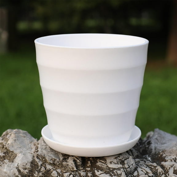 Btomtd Solid Color Plastic Flower Pot for Succulents, Bright Home and Office Decor Planter, Small Plant Pots for Indoor Outdoor Use, White