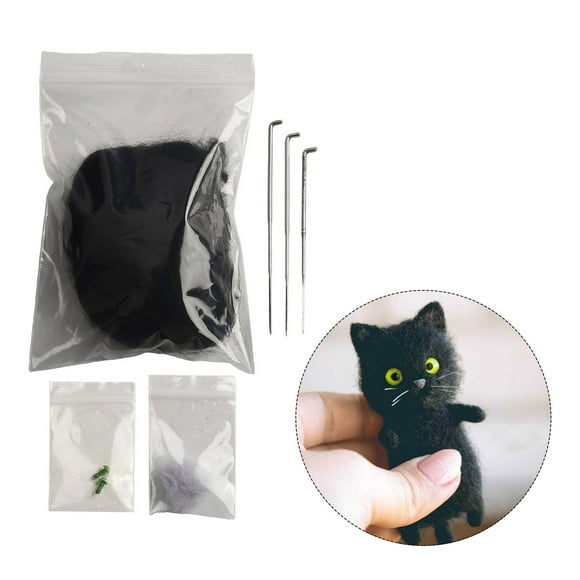 MYG DIY Cat Wool Felt Unfinished Wool Felt Material Package Handmade Needle Felt Kit