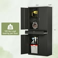 thumbnail image 3 of STANI Metal Garage Storage Cabinets with Drawer, 4 Doors Tool Storage Cabinet with 2 Adjustable Shelves, 71" Steel Locking Locker for Garage Utility Room Home Office (Black, 0 Wheel), 3 of 8