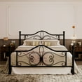 thumbnail image 3 of Allewie Queen Size Vintage Metal Bed Frame with Butterfly Pattern Design Headboard & Footboard, Black, 3 of 7