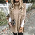 thumbnail image 3 of Wutalume Women's Lazy Style Loose Long Sleeve High Neck Solid Color Knitted Shawl Sweater, Warm Winter Pullover with Cozy Draped Design for Casual and Chic Looks,Beige L, 3 of 7