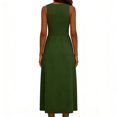 thumbnail image 4 of YuXingFu Cotton Dresses Casual Summer Maxi Crew Neck Plus Size Womens Dress Sleeveless Solid Color Slim Fit Long Casual Summer Green S, 4 of 5