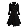 thumbnail image 6 of Women's Cardigan Dress Hooded Dress Longline Knit Fleece Trim Solid Color Casual Winter Dress for Loungewear Holiday,Black,L, 6 of 7