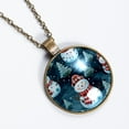 thumbnail image 2 of Christmas Snowman Necklace Personalized Custom Photo Round Pendant Adjustable Stainless Steel Necklaces with Gift Box for Men Women Mothers Valentine's Jewelry Gift, 2 of 6