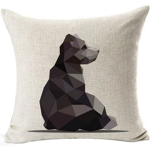 HAHDAXIA Nordic Abstract Geometric Crystal Lovely Wildlife Bucks Moose Black Bear Fox Cotton Linen Throw Pillow Case Cushion Cover NEW Home Office Indoor Decorative Square 18 X 18 Inches