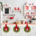 thumbnail image 2 of 1 PC Mini Christmas Kitchen Cabinet Wreath, Faux Norfolk Pine with Red Berries & Red Ribbon Bow, Small Xmas Artificial Wreath Decoration for Festival Home Table Centerpiece Front Door Decor, 2 of 4