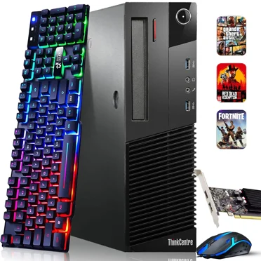 Restored Lenovo Windows 11 Pro Gaming Desktop PC, Intel Core i5-4570 6th Gen. 16GB Ram, 256GB SSD   1TB HDD, NVIDIA Graphics GTX 1050 Ti DDR5, WiFi, RGB Keyboard & Mouse (Refurbished)