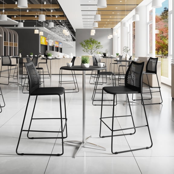 Flash Furniture Stack Bar Stool with Air-Vent Back and Powder Coated Sled Base