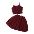 thumbnail image 3 of Ymyiu Toddler Outfit Sets Girls Girl's 2 Piece Summer Outfits Floral Cami Crop Top and Mesh A Line Mini Skirt Matching Set 5T(Wine, 5 Years), 3 of 6