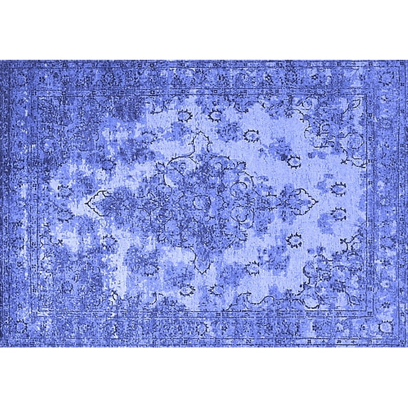 Ahgly Company Indoor Rectangle Oriental Blue Industrial Area Rugs, 7' x 10'