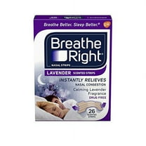 4 Pack Breathe Right Drug Free Lavender Scented Nasal Congestion Strips, 26 Each