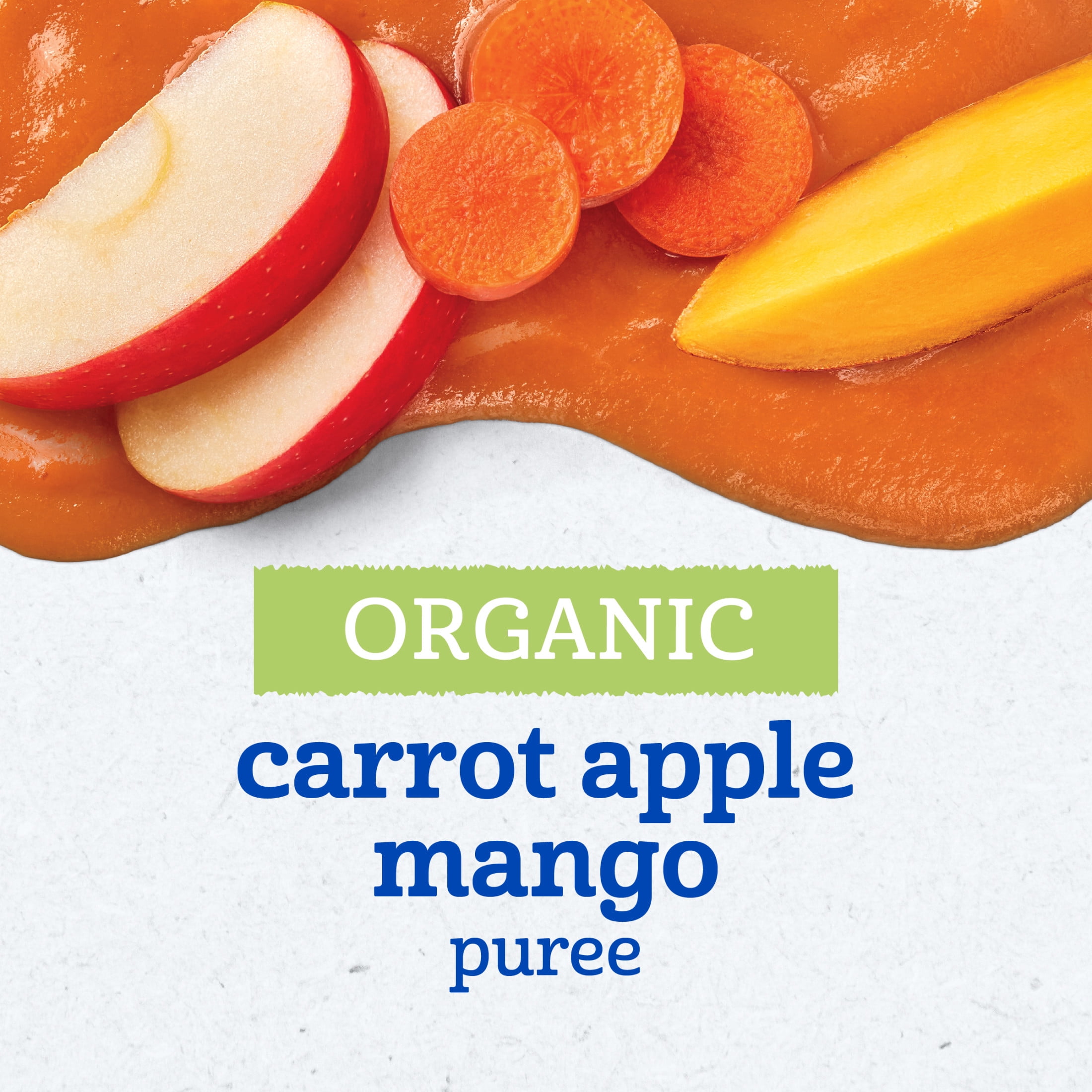 Gerber Deluxe Organic Non-GMO 2nd Baby Food Pack Carrot Apple Mango 3.5 oz Pouch (6 Pack)