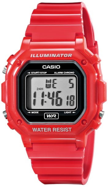 casio red digital watch