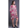 thumbnail image 3 of Bimba Light Pink3 Floral Carnation Womens Short Beach Kaftan Beachwear Bikini Coverup Midi Dress-XL-3X, 3 of 5