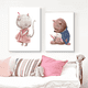 thumbnail image 4 of Cuadro en lienzo de estilo nórdico con diseño de oso, conejo, bebé, conejito, para guardería, arte de pared con flores y animales, póster e imagen impresa para habitación de niños, 4 of 5