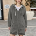 thumbnail image 3 of Shacket for Women Casual Trendy Solid Long Sherpa Jackets Winter Warm Zip Up Coats with Hood, 3 of 4