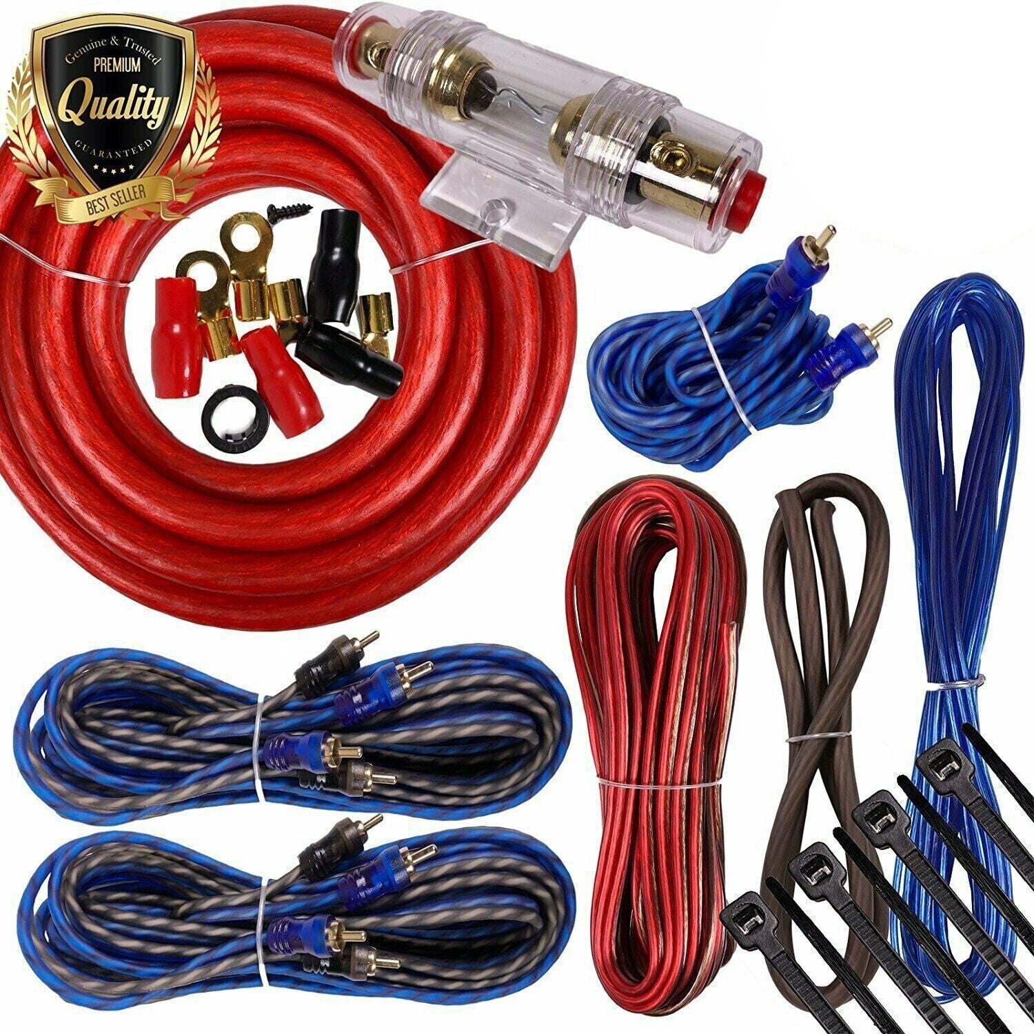 Complete 5 Channels 2500W 4 Gauge Amplifier Installation Wiring Kit Amp