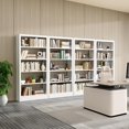 thumbnail image 2 of 5-Tier Bookcase with Adjustable Storage Shelves, Metal Bookshelf with Book Stopper, Bookcase Shelf for Library, Office, Living Room (White(1 Column,3 Combination Bookshelves)), 2 of 12