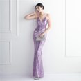 thumbnail image 3 of DEERVEADO-vestido de noche de sirena de Color lavanda, vestido largo elegante de fiesta para mujer, vestido Formal Sexy con lentejuelas y cuello en V, vestidos de noche, 3 of 5