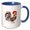 Blue/White, variant on 3drose, Fantastic Rooster Decorated with Colorful Flowers. Folk Art Gift, 11oz Two-tone Black Mug