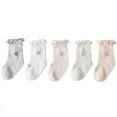 thumbnail image 2 of 5 Pairs Baby Girls Socks Toddlers Ruffle Socks Girl's Frilly Dress Socks Baby Summer Mesh Socks Solid Crew Socks, 2 of 9
