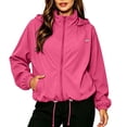 thumbnail image 2 of SuTry Women's Windbreaker Jacket Full Zipper Hooded Lightweight Water Resistant Windproof Rain Packable Outdoor Hiking Running Travel Sports Casual Activewear Coat, 2 of 9