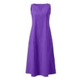 thumbnail image 5 of Women's Summer Casual Dresses 2025 Summer Casual Sleeveless Long Dress Dresses V-Neck Party Dress with Pockets(13 Colors),Dark Purple ,Size XXL, 5 of 6