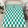 thumbnail image 2 of Castle Fairy Geometric Grid Plaid 4 Pieces Queen Sheet Sets for Kids Children Teens,Vintage Aesthetic Ultra Soft Flat Sheet,Green White Queen Fitted Sheet,Microfiber Bedroom Decor, 2 of 7