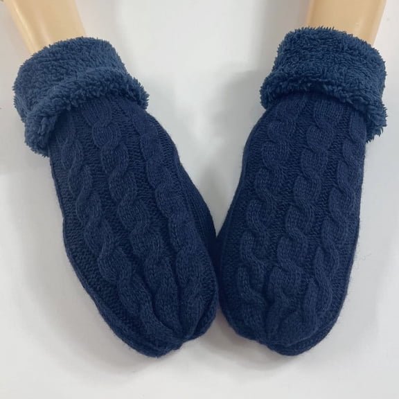 Kilaqueen Mens Womens Mitten Sleeves Ribbed Knit Thicken Warm Gloves for Cold Weather Soft Comfortable Anti-slip Winter Gloves