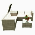 thumbnail image 4 of Hassch 4 Piece Patio Sectional Wicker Rattan Outdoor Furniture Sofa Set with Storage Box - Creme, 4 of 10