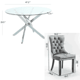 thumbnail image 2 of Sumdeal 47" Modern Round Glass Dining Table Room Sets for 4,Dining Table with 4 Velvet Dining Chairs,Black Table and 4 Beige Velvet with Silver Leg, 2 of 7