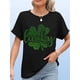 thumbnail image 1 of [Fast Arrivel] 220g Cotton Printed Round Neck Women, 1pc Women's Casual Round Neck T-Shirt with Lucky Clover Print, Short Sleeve Tee for Spring And Summer, St. Patrick's Day Cartoon Style Top, Large, 1 of 7