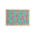 thumbnail image 1 of Watermelon Wall Art with Frame, Ornamental Image of Fruit Slices and Abstract Festive Shapes, Printed Fabric Poster for Bathroom Living Room, 35" x 23", Dark Seafoam and Multicolor, by Ambesonne, 1 of 2