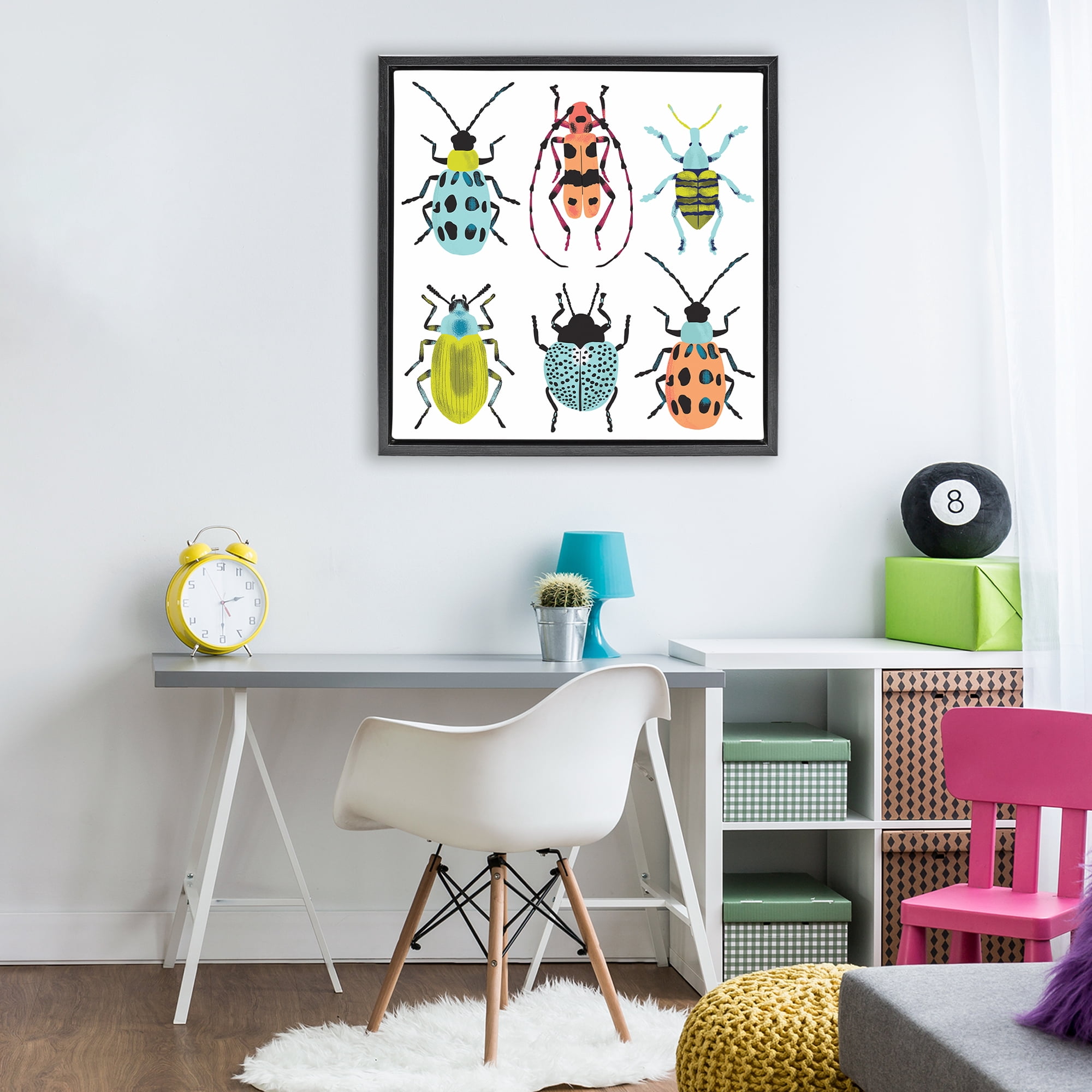 Stupell Industries Beetles & Bugs Collection Black Framed Floater Canvas Wall Art, design by Metka Hiti