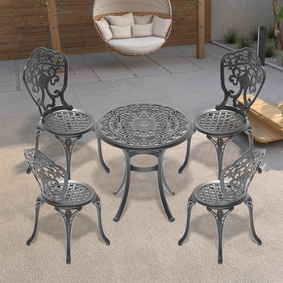 Patio Furniture Sets 5-Piece Set Of All-Weather Cast Aluminum Dining Furniture Set With Black Frame,Outdoor Patio Furniture Sets