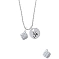 thumbnail image 2 of Delight Jewelry Silvertone 3-D Present Box with Bow and Crystal Silvertone Script Initial Disc - H - Charm Necklace, 20"+3", 2 of 4