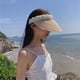thumbnail image 3 of Sombrero de playa con visera para mujer, sombrero de paja plegable, sombrero de paja de verano con perla decorativa JFHHH pequeña, 3 of 5