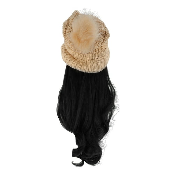 TUIBELYN 1 Set Long Curly Hat Wig Detachable Wavy Hair Wig Hat Women Hair Accessories
