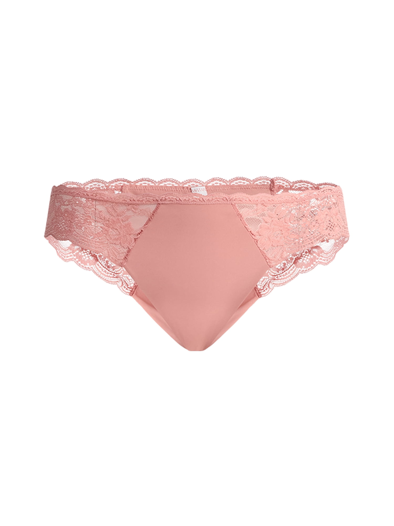 Joyspun Women's Microfiber and Lace Thong Panties, 3-Pack, Sizes XS-3XL