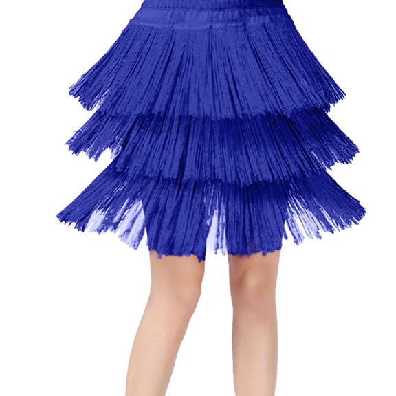 Kids Girls Tassel Dance Skirt Latin Ballroom Layered Fringe Dancewear