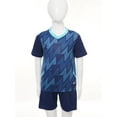 thumbnail image 3 of inlzdz Kids Boys Football Uniform Soccer Jersey V Neck Short Sleeve T Shirt Tops with Drawstring Dark Blue XXS, 3 of 7