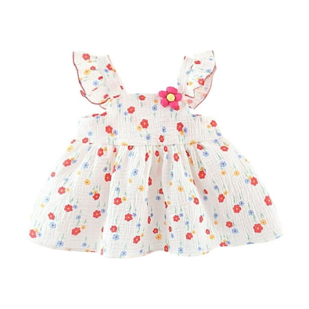 

Rovga Toddler Girl Dress Clothes Summer Fly Sleeve Sundress Prints Ruffles Princess Dresss Dance Party Dresses Clothes