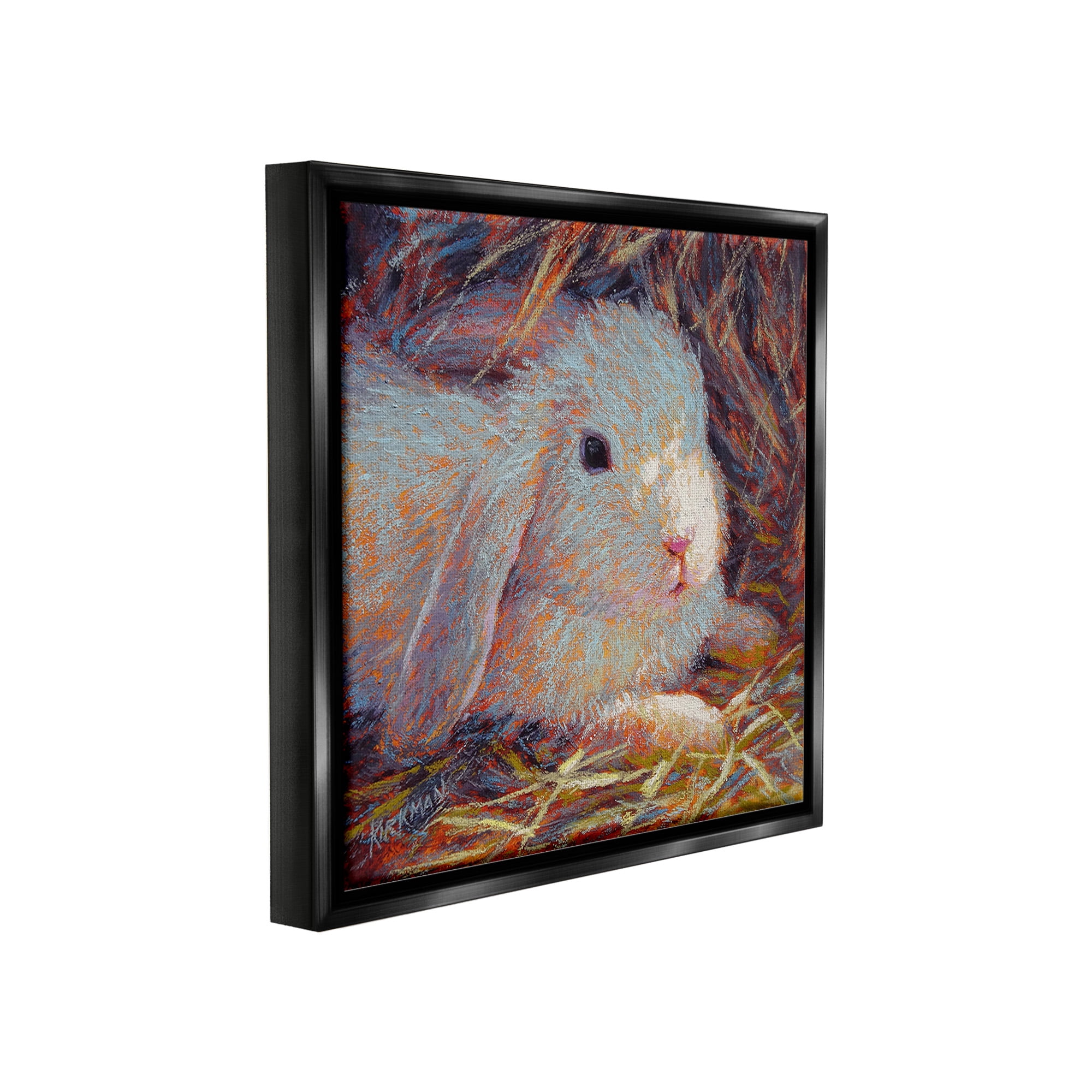 Stupell Industries Impressionist Rabbit Painting Animals & Insects Painting Black Floater Framed Canvas Art Print Wall Art, 25 x 25