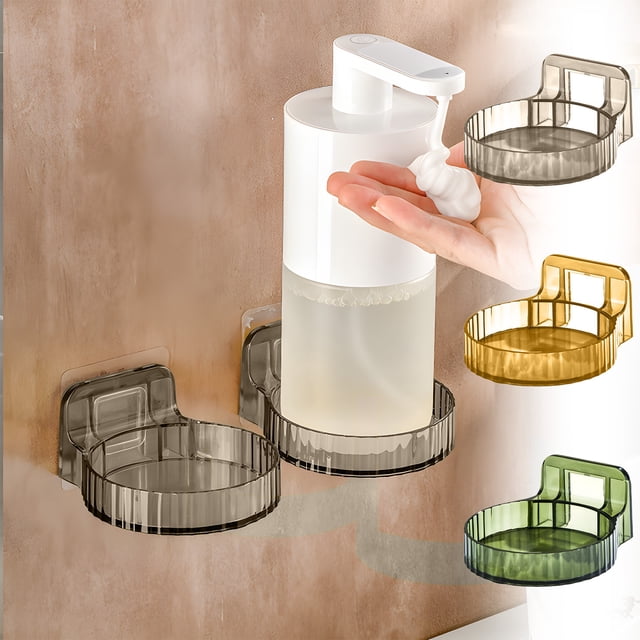 Fiudx Estante de Baño de Pared, Dispensador de Jabón Sin Perforar, Resistente Estante de Almacenamiento de Plástico, Fácil Instalación, Uso Versátil, Colores Verde, Amarillo y Gris, Tamaño 9 X 9 X 4,