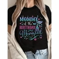 thumbnail image 1 of Women'S Fashion T-shirt, Women'S Casual Round Neck T-shirt, "blue And Purple Fishtail MOMMY Letters" Print, Fashionable And Casual Spring And Summer Sports Short-sleeved Tops, 1 of 6