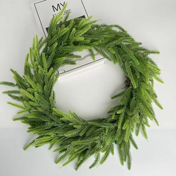 Norfolk Pine Wreaths for Front Door, 19.68" Artificial Plastic Christmas Wreaths with Green Norfolk Pine and Vine Decorations, Wreaths for Home Outdoor Christmas Decorations